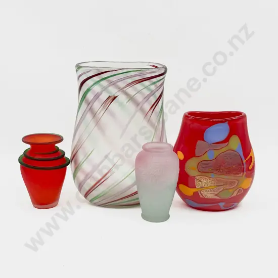 Four Assorted Art Glass Vases