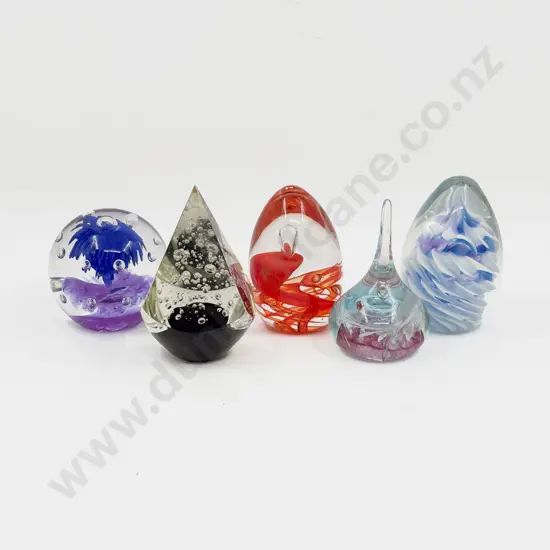 Five Assorted Art Glass Paperweights