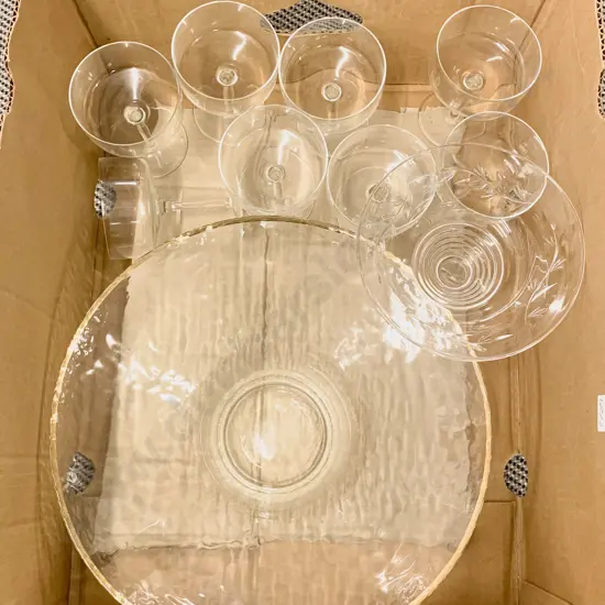 Boxed Quantity of Crystal & Glassware