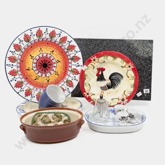Marble Cutting Board & Assorted Decorative Serving Trays Etc
