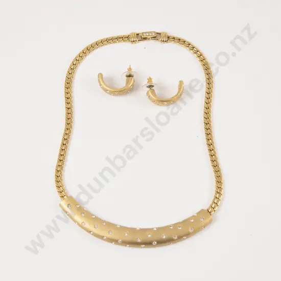 Swarovski Gold Tone Crystal Necklace and Earring Set