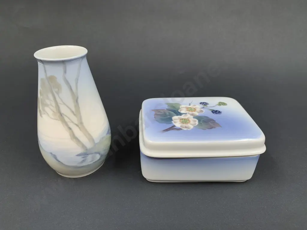Royal Copenhagen Trinket Box Together with B&G Vase Image 1++