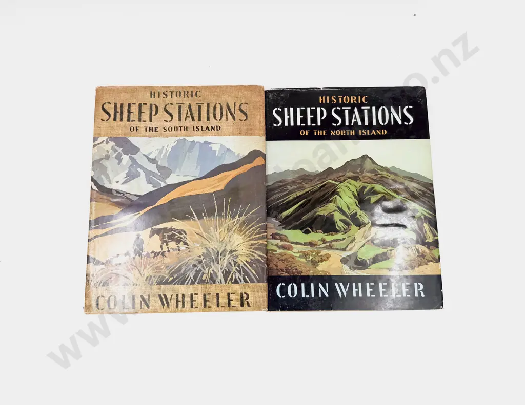 Two Volumes of Historic Sheep Stations (Of North & South Island) - Colin Wheeler Image 1++