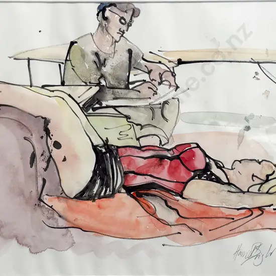 Harris Bringler - Reclining Woman - Watercolour