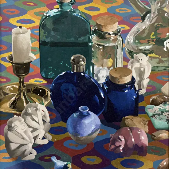 Russell Spencer - Bottle Still Life - Acrylic on Canvas