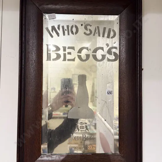 Vintage John Begg Scotch Whisky Advertising Mirror
