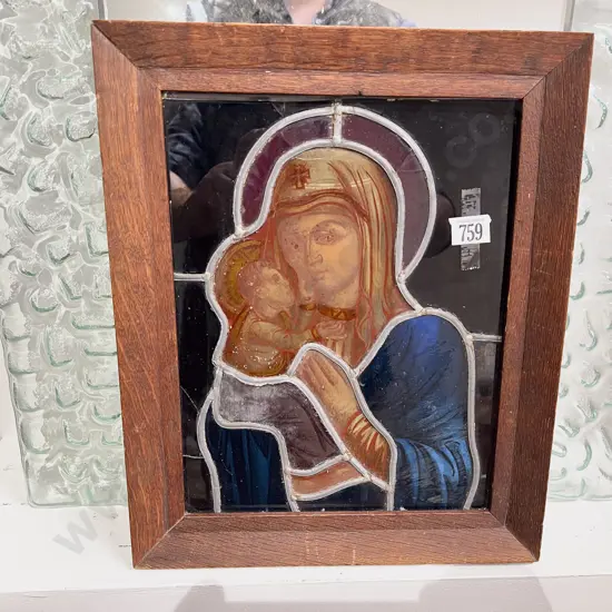 Framed Ecclesiastical Stained Glass Panel