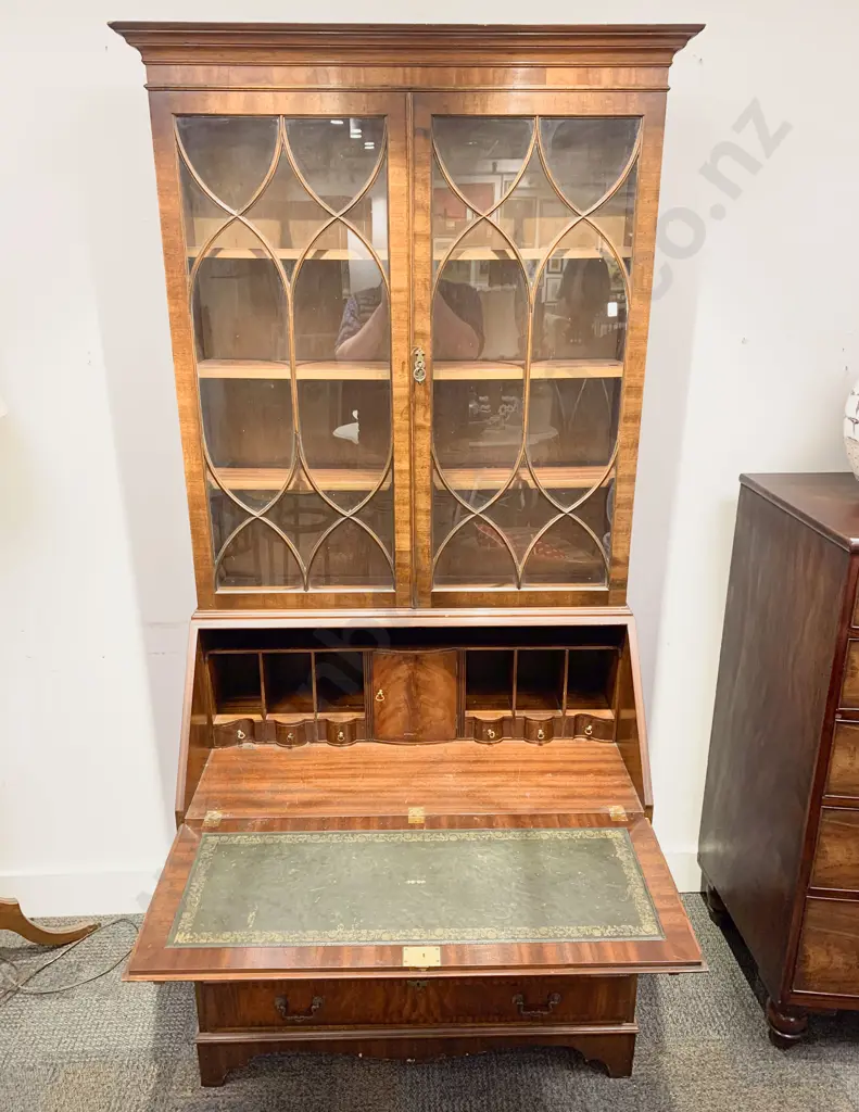 Geo III Style Mahogany Bureau Bookcase Image 1++