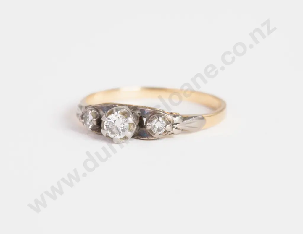 Victorian 18ct Three Stone Diamond Bridge Ring Image 1++