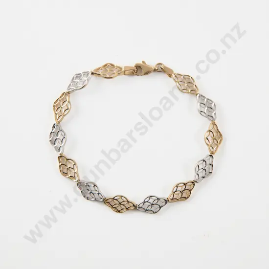 9ct White and Yellow Gold Filigree Style Bracelet