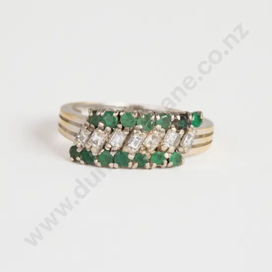 18ct 21Stone Emerald and Diamond Band Ring