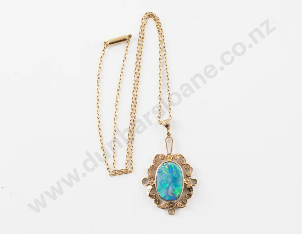 9ct Framed Single Stone Opal Pendant Image 1++