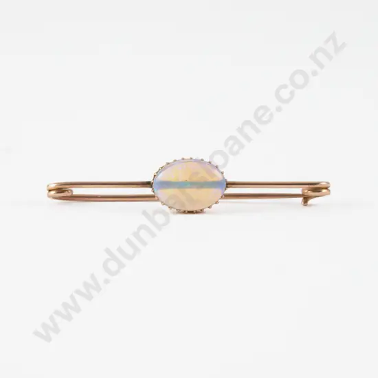 9ct Single Opal Bar Brooch