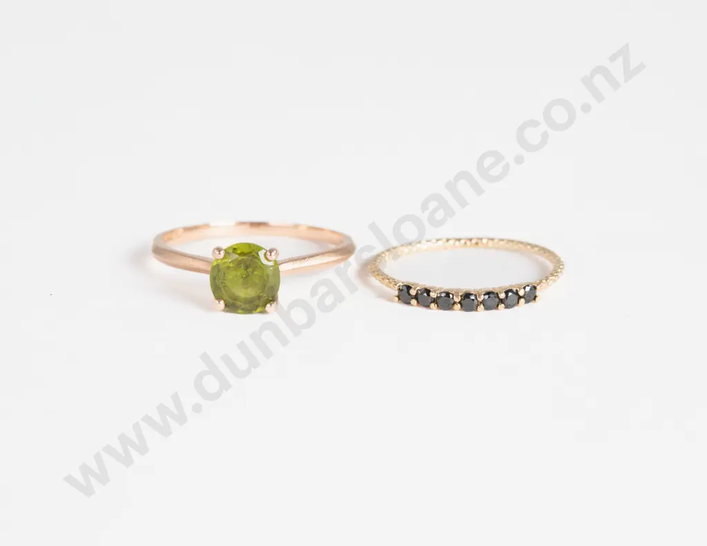 9ct Single Stone Peridot Ring and Sapphire Band Ring Image 1++