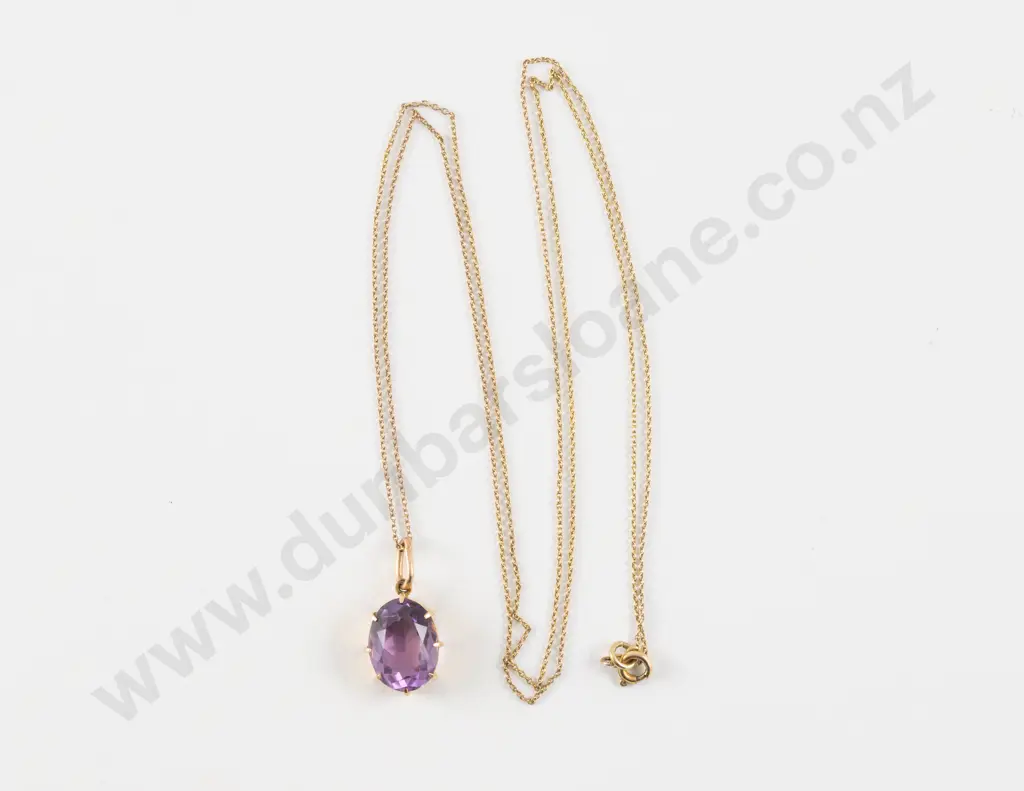 9ct Single Stone Amethyst Pendant Image 1++