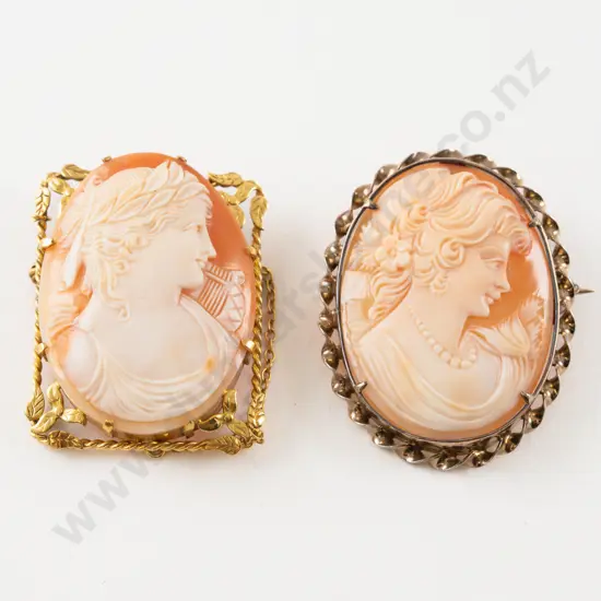 9ct Framed Classical Portrait Cameo Brooch