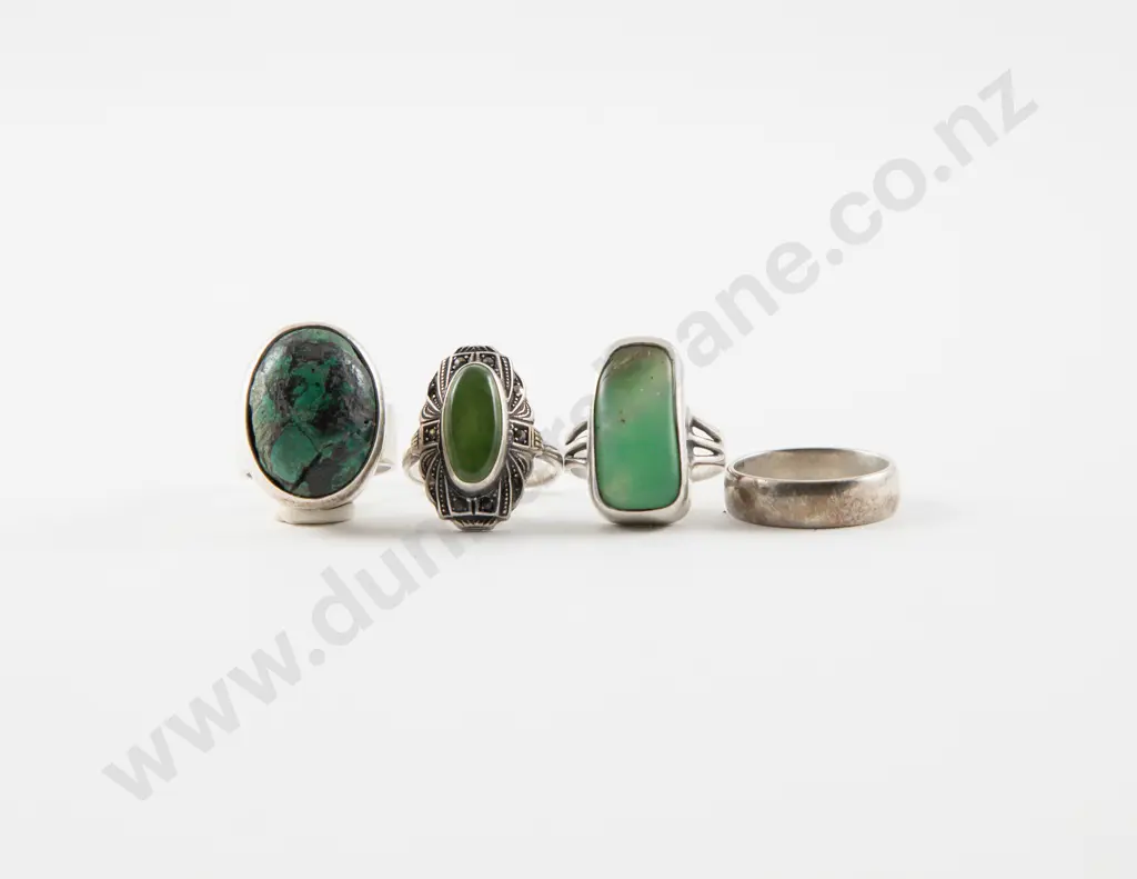 S/S Greenstone and Marcasite Ring Image 1++