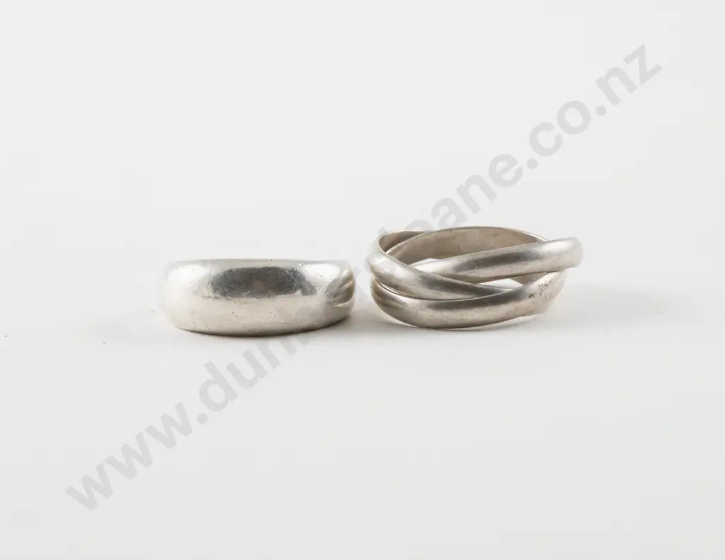 S/S Russian Wedding Band and S/S Domed Band Ring Image 1++
