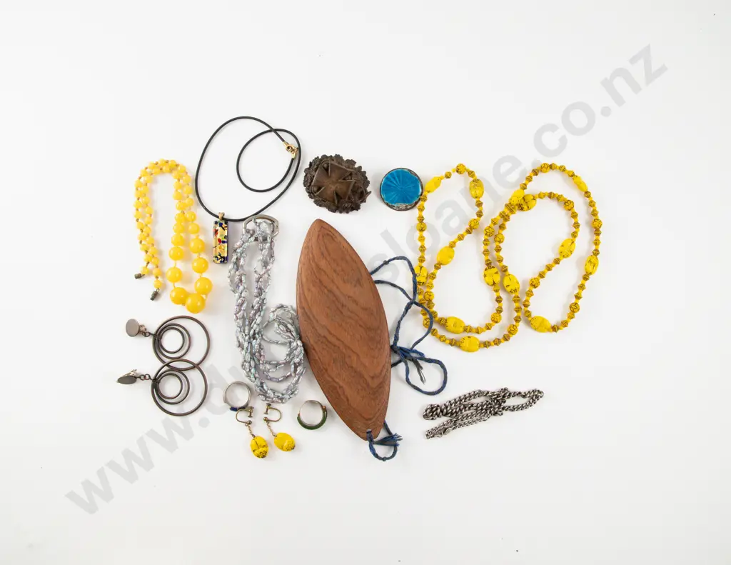 Vintage Czech Yellow Glass Bead Scarab Necklace with Matching Earrings and Others Image 1++
