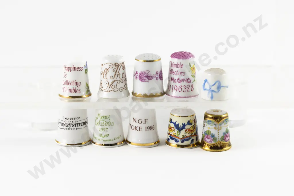 Ten Assorted China Thimbles including Guild Commemoratives Image 1++