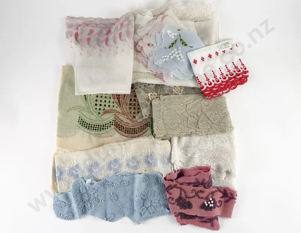Collection of Vintage Wide and Beaded Lace with Various Image 1++