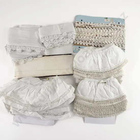 Quantity of Edwardian Linen and Crochet Petticoat Trims