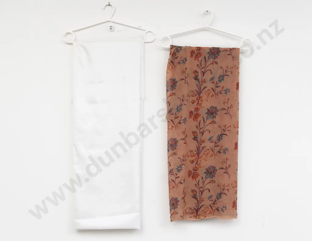 White and Embroidered Silk Fabric Image 1++