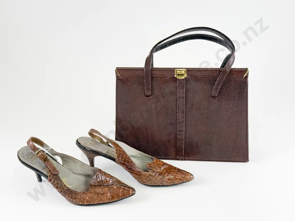 Mid C20th Jane Shilton Made in England Crocodile Skin Handbag Image 1++