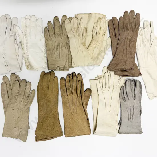 Eleven Pairs Leather Kid and Cloth Evening and Day Wear Gloves