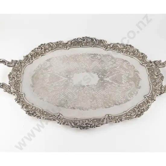 An Attractive S/P Oval Two Handled Drinks Tray