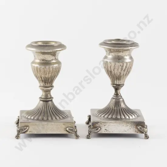 Pair .800 Silver Dwarf Candlesticks