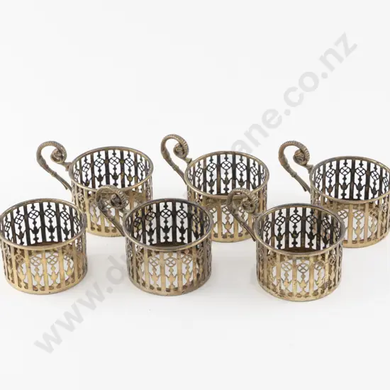 Set Of 6 Geo V S/S Gilt Glass Holders by Walker & Hall