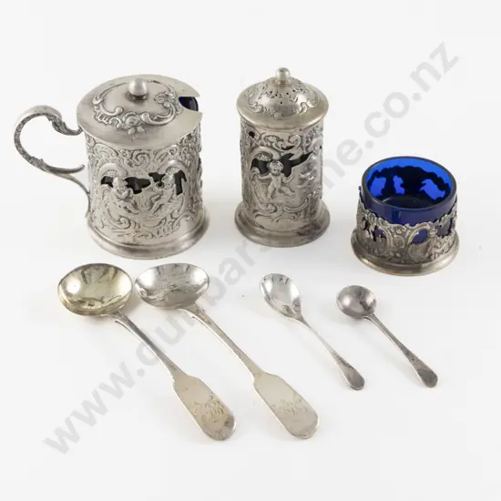 German .800 Silver 3 Piece Cruet Set