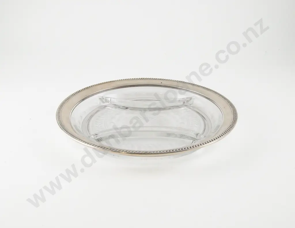 Vintage Watson & Co (USA) S/S & Etched Glass 3 Division Circular Serving Dish Image 1++