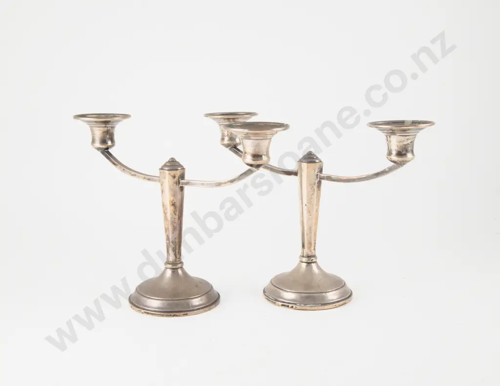 Pair Of American S/S Two Branch Candleabra Image 1++