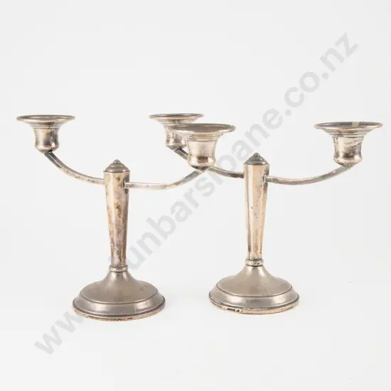 Pair Of American S/S Two Branch Candleabra