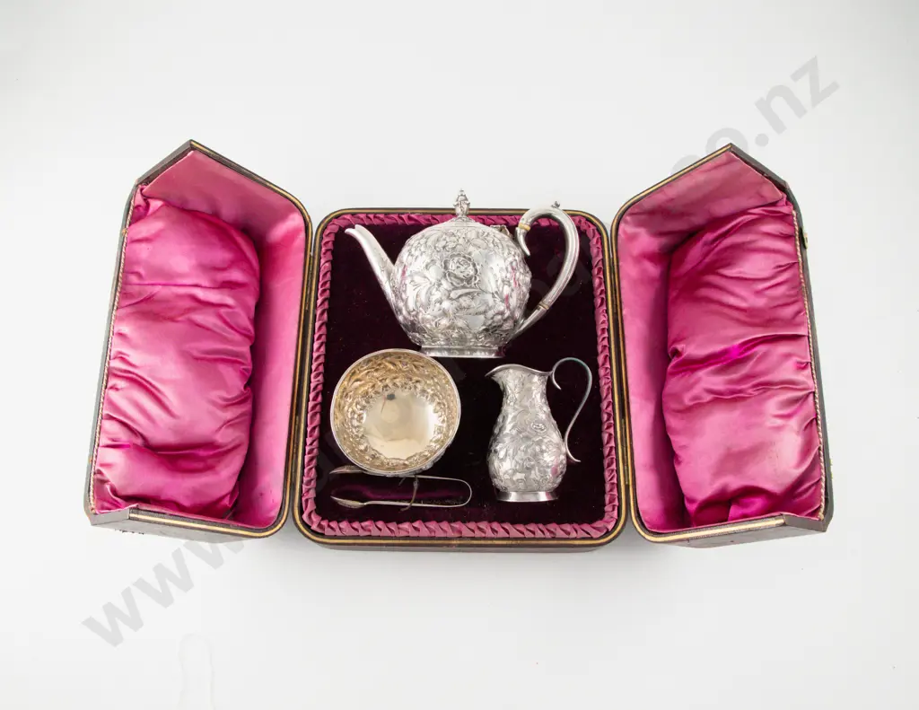 Cased Vict S/S 4 Piece Batchelors Teaset Image 1++