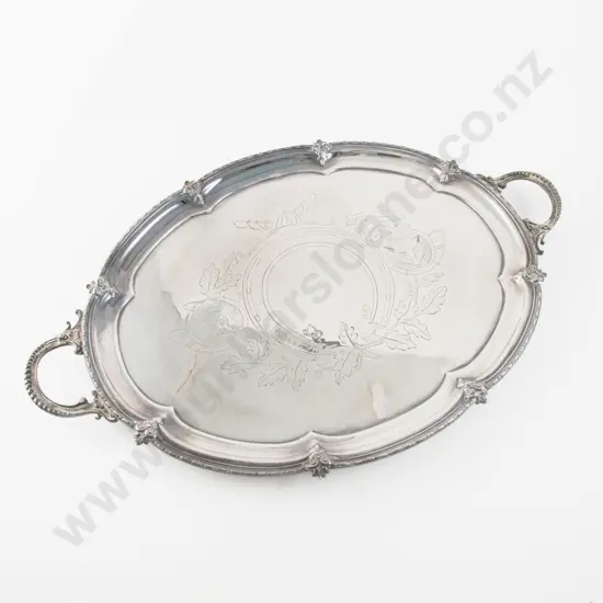 Late Vict/Ed S/P Oval Two Handled Drinks Tray