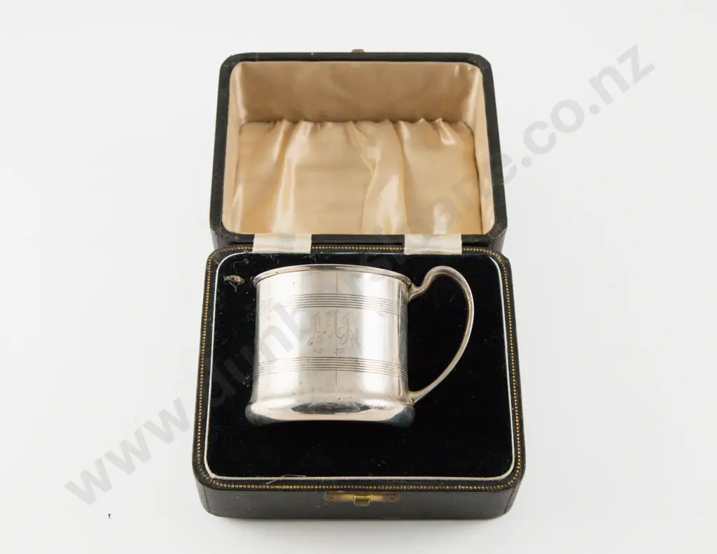 Cased Geo VI S/S Christening Mug Image 1++