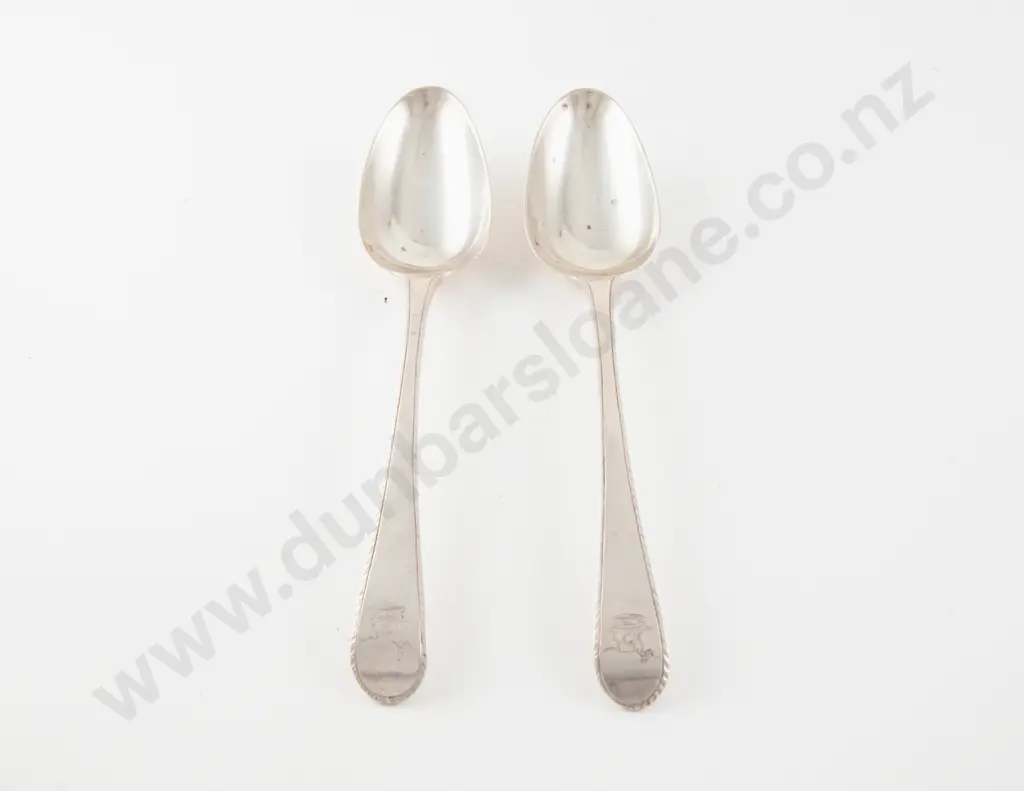 Good Quality Pair Of Geo III S/S Soup Spoons Image 1++