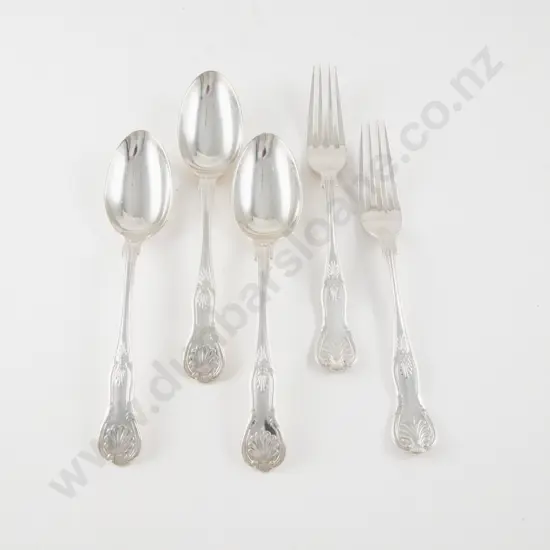 Pair Of Geo V S/S Dessert Forks & 3 Dessert Spoons