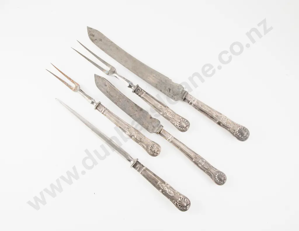Edw VII Cased S/S Handled 5 Piece Carving Set Image 1++