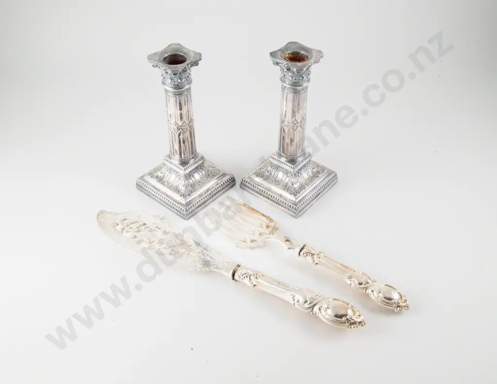 Cased Pair Of Late Vict S/S Handled Fish Servers Image 1++