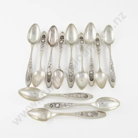 Set Of 12 Greek Silver Teaspoons