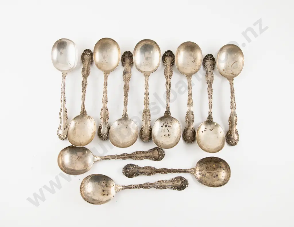 Set Of 12 American S/S Soup Spoons Image 1++