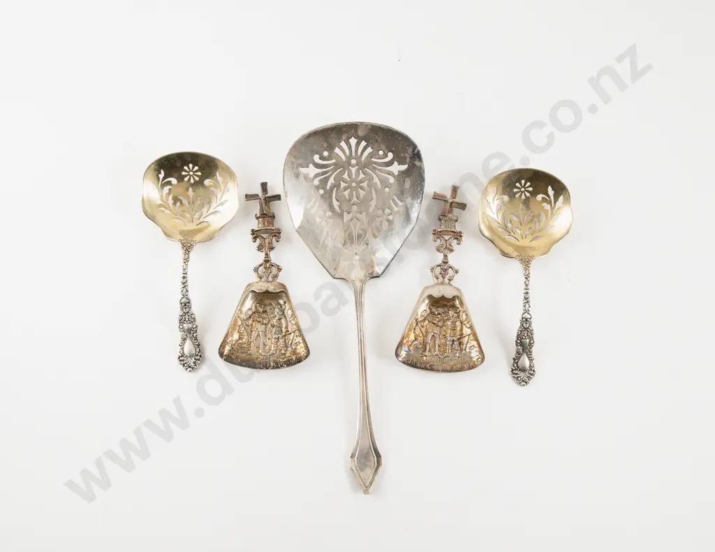 Pair Of American S.S Gilt Sifter Spoons Image 1++