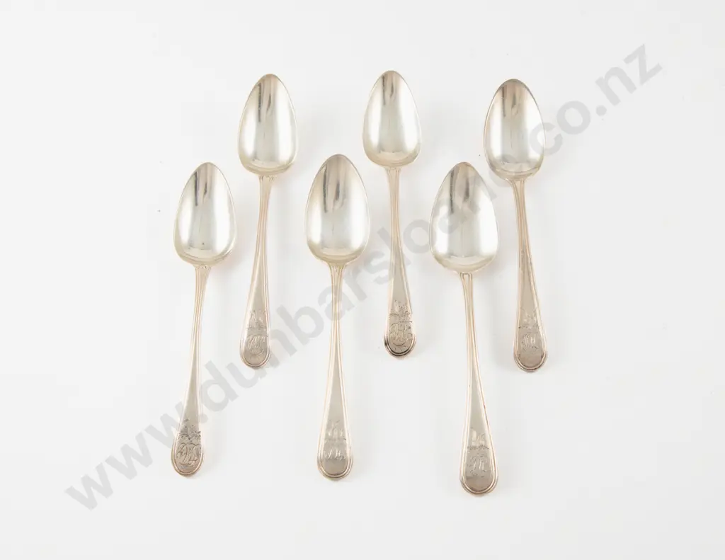 Set Of 6 Geo III S/S Teaspoons Image 1++