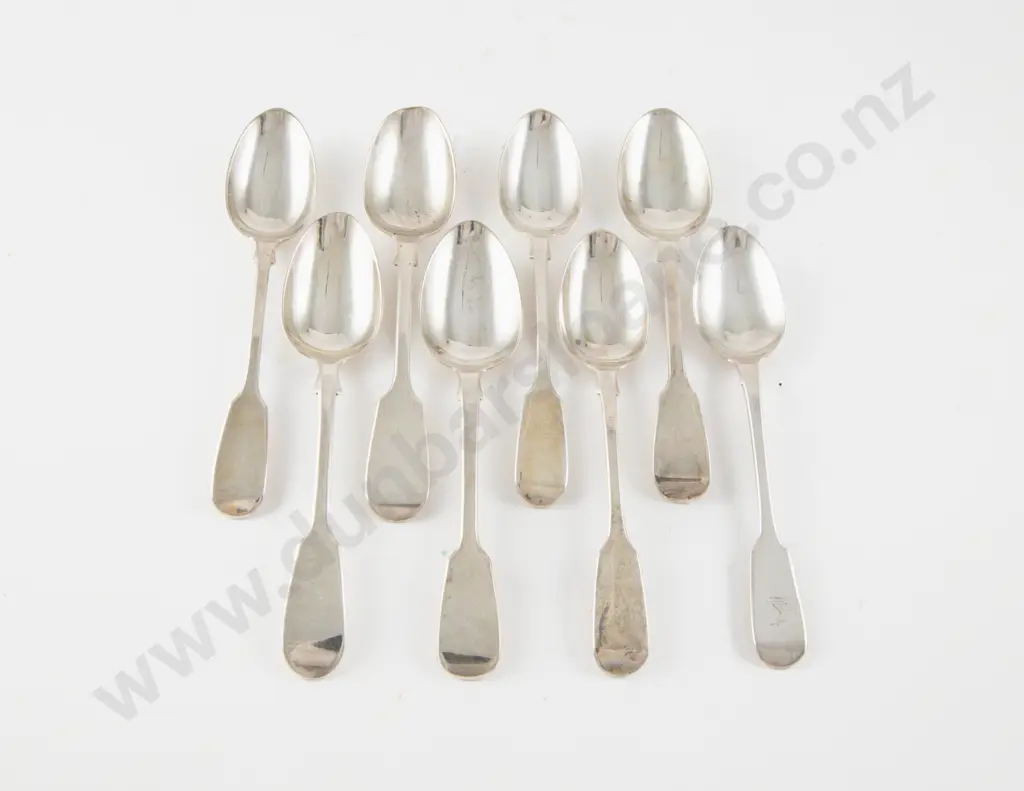 Composed Set Of 8 Vict Fiddle Pattern Teaspoons Image 1++