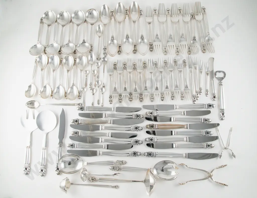 84 Piece George Jensen S/S "Acorn" Pattern Suite Of Cutlery & 5 Other Jensen Pieces Image 1++