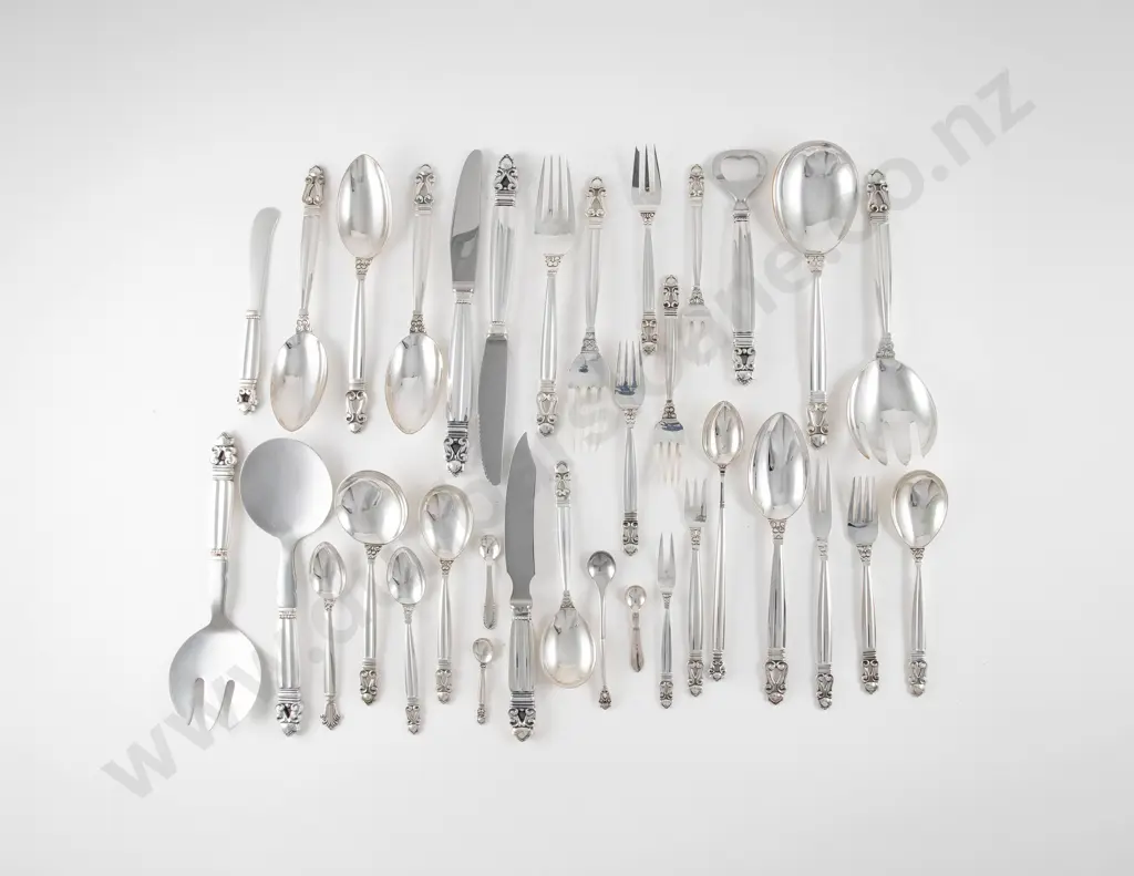 84 Piece George Jensen S/S "Acorn" Pattern Suite Of Cutlery & 5 Other Jensen Pieces Image 1++